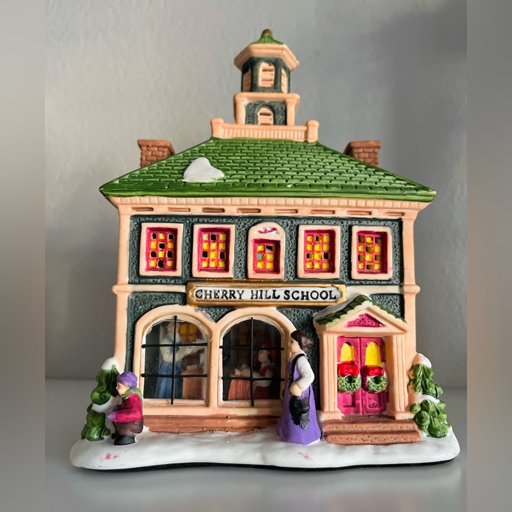 Vintage Cherry Hill School Lighted Christmas Village Building